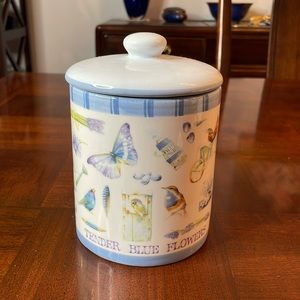 Marjolein Bastin Cookie Jar Blue Skies Butterflies Birdsong Ceramic  Canister